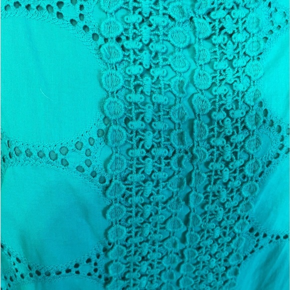 Eliza J Turquoise Blue Green Eyelet Sheath Dress Size 14 - Picture 3 of 9